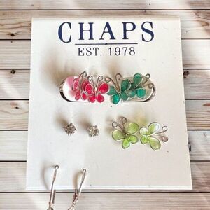 CHAPS Est. 1978 Earrings Muti color Mini Butterflies Rhinestones‎ 5 Pairs